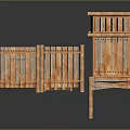 Wooden House Featuring Sloped Roof Wooden Fence Support Posts And Open Structure