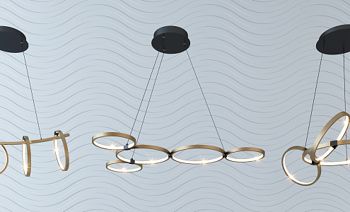 Modern chandelier fashion simple metal chandelier combination 3d model