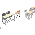Various Other Desk Chair Sets with Wooden Tops and Metal Legs for School Use
