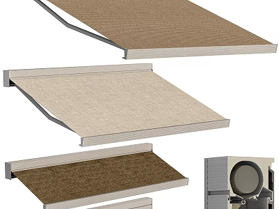 Architectural Building Components With Textured Panels Brown Beige Surfaces And Metal Frames 3d model