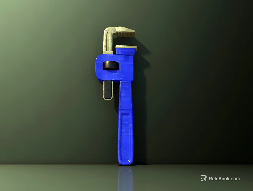 Hardware Tools Blue Adjustable Wrench For Professional Plumbing And Repair Work 3d model