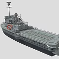 Gray Work Ship Deck With Orange Lifebuoy Upper Structure And Antenna 3d model