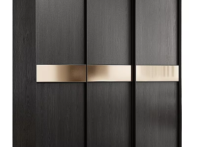 Modern Dark Wood Chest of Drawers with Gold Metal Handle Strips 3d model