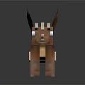 Minecraft Style Pixelated Blocky Dragon Game Character With Brown Orange Colors And Glowing Blue Eyes
