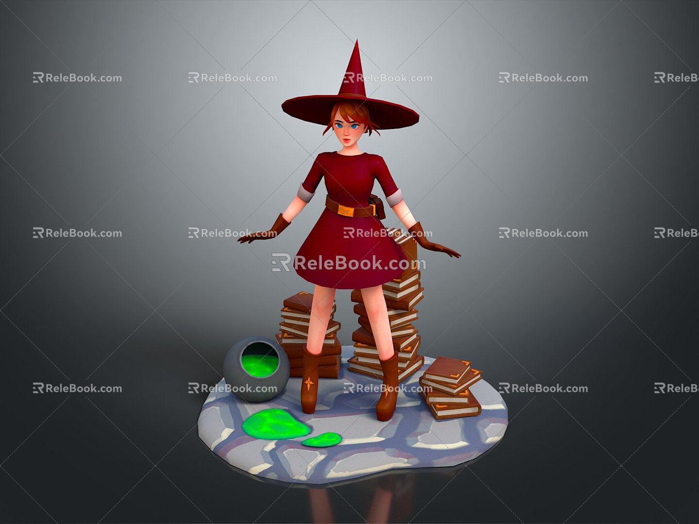 Modern Game Character Female Elf Cartoon Witch Magic Witch Magic Girl 3d model