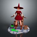 Modern Game Character Female Elf Cartoon Witch Magic Witch Magic Girl 3d model