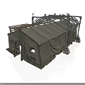 Modern Temporary Tent Structure With Metal Frame And Canvas Covering Entrance