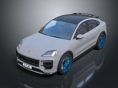White Sporty SUV With Black Roof And Blue Alloy Wheels Design 3d model