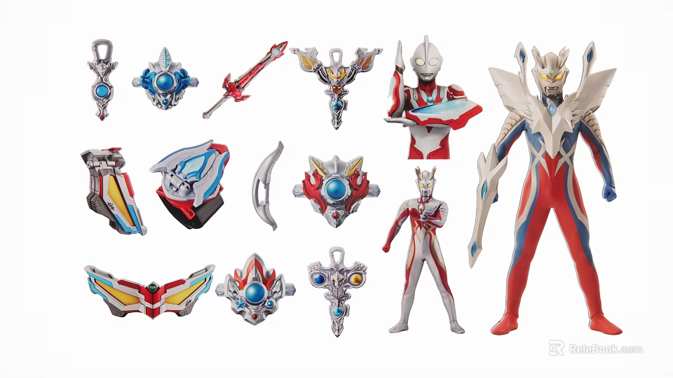 Ultraman Themed Decorative Pendants With Various Action Figure Models Collection 3d model 