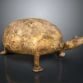 Golden Turtle Shaped Furniture Decorative Accent With Intricate Carved Patterns For Home Decor