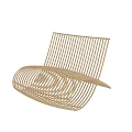 Modern Leisure Chair With Curved Slatted Design And Sleek Ergonomic Structure
