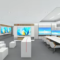 Modern HUAWEI Meeting Room With Long Table White Chairs And Large Screens