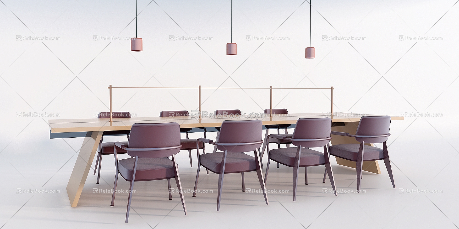 Long Table and Chair Combination Talking about Table and Chair Ceiling Table and Chair Combination 3d model