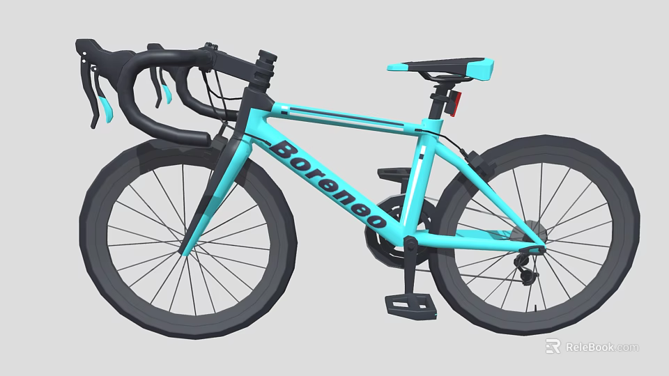Boleneg Blue Road Bicycle Featuring Black Handlebars Blue Seat And Black Wheels 3d model 
