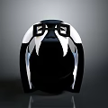 Game Movie Character Wearing Futuristic Black And White Geometric Helmet Design