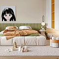 Modern Kids Room Interior Design With Comfortable Bed Study Desk Decorative Art And Storage Cabinets