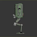 Green Robot 3D Model With Cylindrical Body Arms And Legs