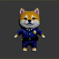 Cute Shiba Inu as Police Officer With Yellow Fur Blue Uniform And Badge