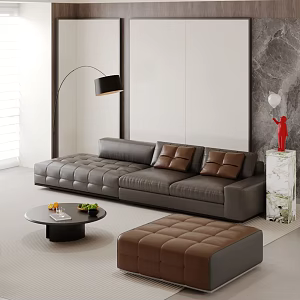 Modern Multiplayer Sofa Leather Sofa Living Room Sofa Office Sofa Modular Combination Sofa Tofu Block Sofa 3d model