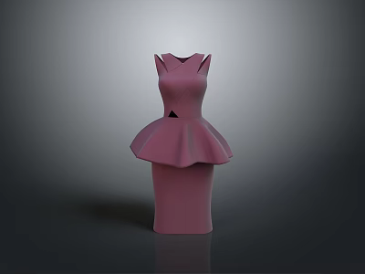 Simple Modern Pink Dress With Fitted Waist And Flared Skirt Design For Daily Use 3d model