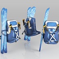 Ski Backpack Sled Ski Sports Casual Bag Snowboard Life Supplies Ski Stick School Bag Mountaineering Bag Camping Backpack Travel Bag Travel Bag 3d model