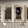Artistic Shaped Mirrors In Modern Interior Space 3d model