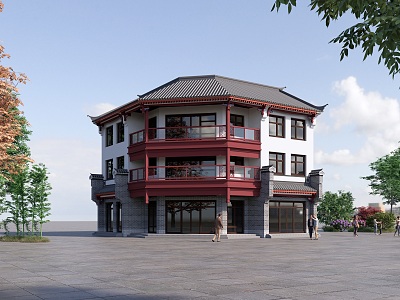 Chinese Architecture Antique Architecture Commercial Street View Homestay Catering 3d model