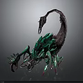 Green And Purple Mythical Scorpion Creature With Sharp Claws Spiked Back And Curved Tail