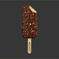 Delicious Chocolate Coated Ice Cream Bar With Sesame Seeds On Wooden Stick