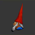 Woman Standing With Adorable Garden Gnome Wearing Red Pointed Hat And White Beard
