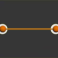 Two White Cylinders With Orange Spheres And Orange Connecting Rod Featuring Warning Signs
