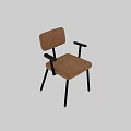 Single Chair With Tan Fabric Seat And Black Metal Frame And Armrests