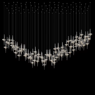 Modern Curved Crystal Chandelier With Multiple Hanging Glass Pendant Lights 3d model