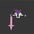 Robot Character With Helmet Cape White Red Blue Outstretched Arms And Pink Object