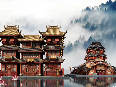 Chinese Cartoon Building Restaurant 3d model