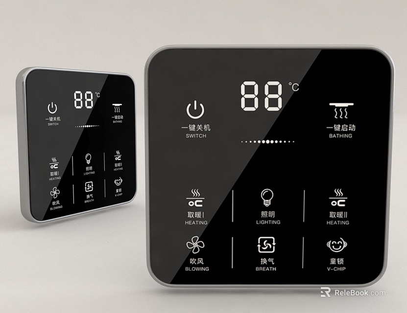 Smart Home Switch Panels With Digital Display And Multiple Functions 3d model 