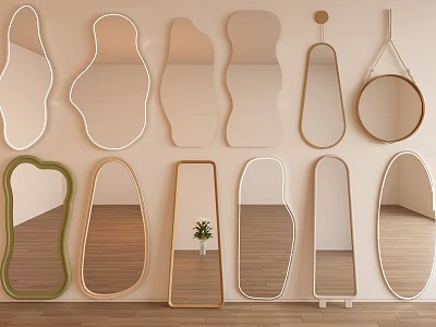 Various Shapes Decorative Wall Mounted Mirrors For Modern Home Interior Design 3d model