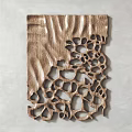 Wooden Wall Decor With Wavy Texture And Irregular Hollow Out Design For Interior