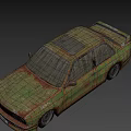 Rusty Green Old Car Exterior With Weathered Body And Vintage Design