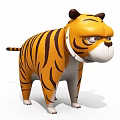 Cartoon Style Tiger Doll With Yellow Black Stripes And Serious Expression