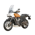 Modern Adventure Touring Motorcycle With White Orange Body Windshield Black Seat And Metal Details