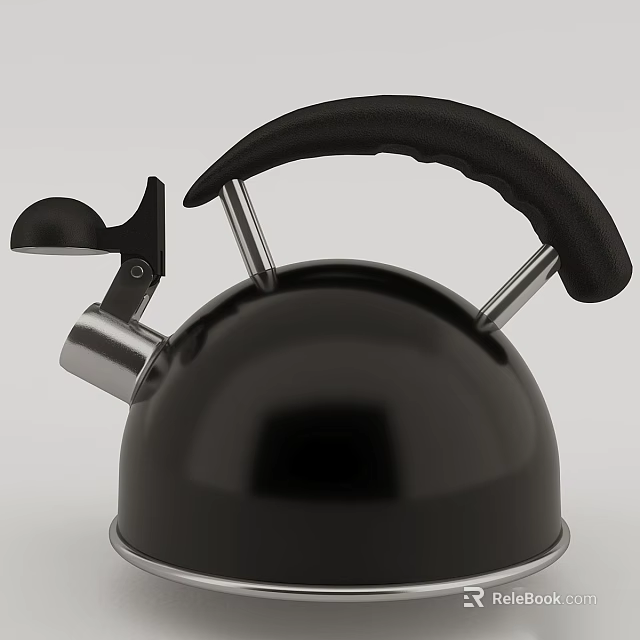 Black Metal Kettle With Modern Design Stainless Steel Spout And Comfortable Handle 3d model 