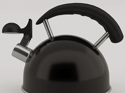 Black Metal Kettle With Modern Design Stainless Steel Spout And Comfortable Handle 3d model