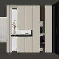 Modern Sleek Shoe Cabinet With Functional Storage And Decorative Shelf Featuring Vase And Ornament