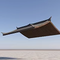 Traditional Architectural Roof Component With Black Tiles Sloped Design And Decorative Eaves