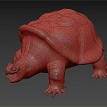 Detailed Green Turtle Model With Textured Shell Wrinkled Head And Open Mouth