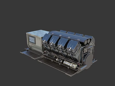 Industrial Heavy Duty Equipment Featuring Multiple Cylinders Control Panel And Steel Base Frame 3d model