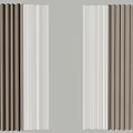 Elegant Brown White Curtains With Vertical Lines For Home Interior Decor 3d model