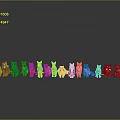Various Colored Cat Breeds Standing Side By Side On Gray Background With Floor Reflections