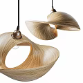 Unique Modern Ceiling Lamps with Wooden Texture Curved Spiral Shape and Metal Accents